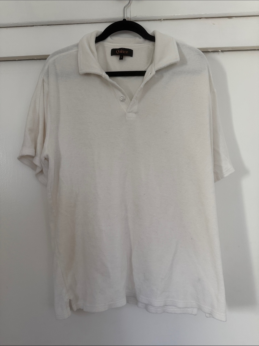 Quince Men’s Terry Short-Sleeve Polo White Large